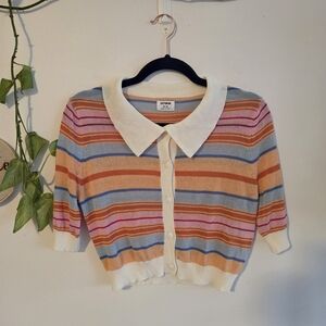 Cotton On Pastel Striped Cardigan with White Collar